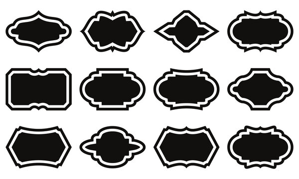 Frame or borders icon in flat line set. Vector for apps or web isolated on transparent background. ornamental decorative Different shapes. Photo, mirror Vintage, retro design. 