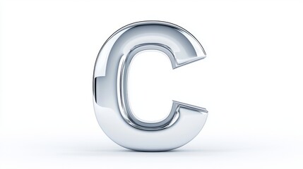 Elegant silver metallic letter "c" on white background, a versatile design element for modern branding