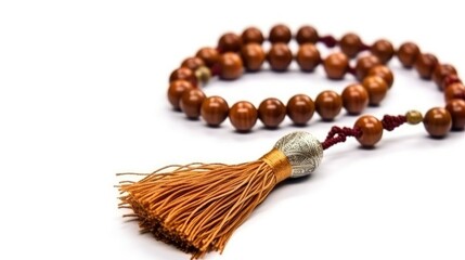 Handcrafted Mala Beads for Meditation and Prayer isolated on white background