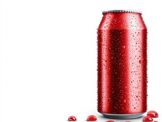 Closeup of a refreshing soda can with condensation, symbol of summer and thirst quenching