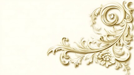 Decorative Floral Ornament Adorning The Corner Of A Cream Colored Background