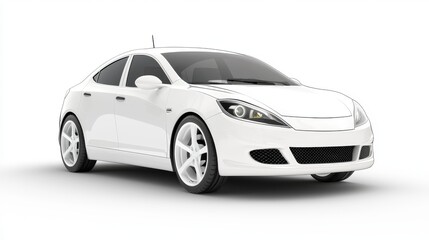 Studio shot of a pristine white car on seamless white background, automotive photography perfection