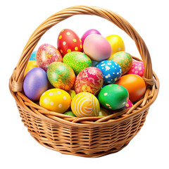 colorful easter eggs in basket