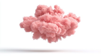 Abstract pink smoke cloud, a vibrant and whimsical design element on white background