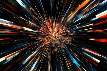 Abstract light speed explosion with colorful starburst effect. Cosmic energy background