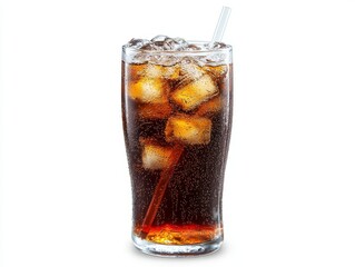 Icecold cola in a glass, refreshing summer beverage