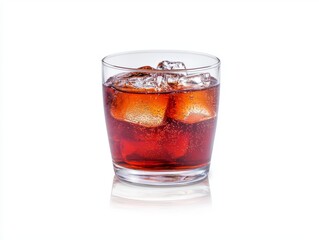 Icecold glass of cola with citrus slice, a refreshing summer beverage 