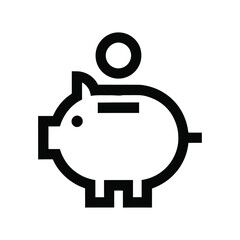 Piggy Bank Icon - Savings and Finance Symbol in Minimalist Line Art, piggy, bank, icon, savings, finance, money, coin