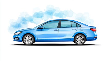 Obraz premium Vibrant blue car with dynamic paint splash, automotive art and design in motion