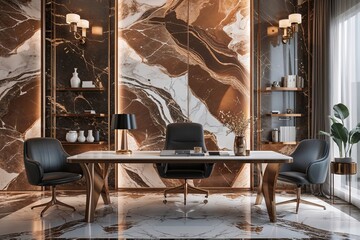 Elegant Bronze Marble Wallpaper Design for Stylish Workspace Tile Patterns