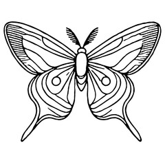 Rainbow Moth Butterfly Simple Line Pattern, Suitable for Cross-Stitch, Hand Embroidery, Coloring After Printing, and Tracing.