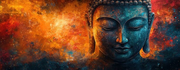Serene Buddha Face Abstract Cosmic Art