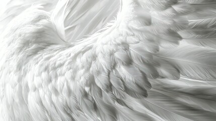 Obraz premium A pair of white angel wings, their feathers soft and wispy, forming a gentle curve.