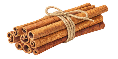 Bundle of Cinnamon Sticks Isolated on Transparent Background – Aromatic Spice PNG