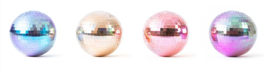 Colorful Disco Balls on White Background
