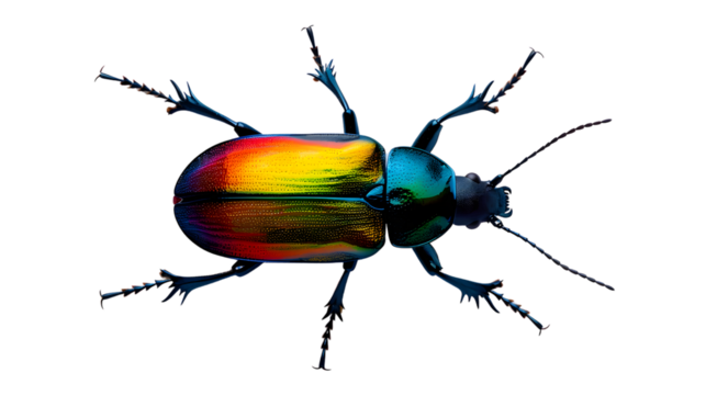 Vibrant Rainbow Beetle on Black Background Detailed Insect Photography for Nature and Science