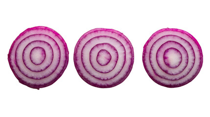 Three Sliced Circular Vegetables with Concentric Rings on a Black Background for Culinary and D