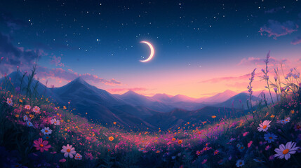 Naklejka premium sunset in the mountains