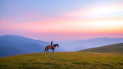 Rider at Sunset for Mountain Meadow.