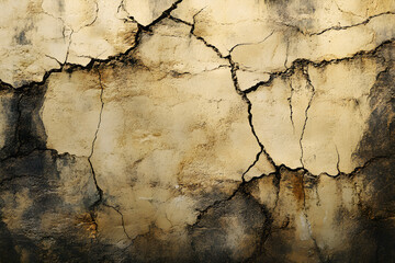 Obraz premium Timeworn Wall with Radiating Cracks: A Window to Forgotten Tales and Silent Histories