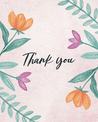 Thank you card with flowers