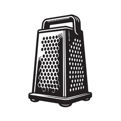 Black Color Grater Silhouette Vector Illustration, Solid White Background