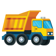 Fototapeta premium Big Yellow Dump Truck Cartoon Illustration for Kids Construction Vehicle