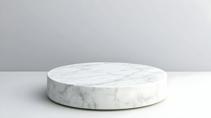 3D Render of a Cylindrical Marble Display Stand on a White Background