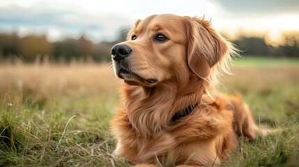Farm dog relaxing in grass countryside animal photography natural setting close-up a day of leisure