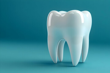 3D Render of a Single Tooth on Teal Background:  Illustrative Dental Model for Oral Hygiene and Health