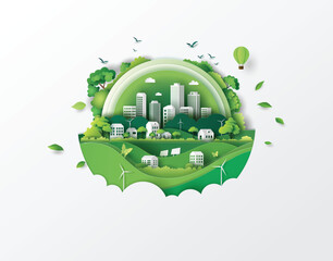 Green Urban Planet with Smart City and Nature Elements