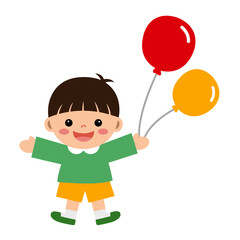 풍선을 든 남자 어린이 벡터 일러스트