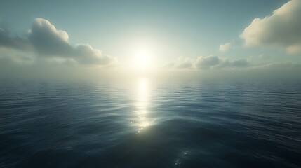 Obraz premium Serene Ocean Sunset Soft Clouds Calm Waters
