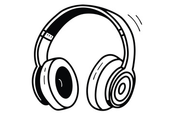 Black headphones isolated on a white background