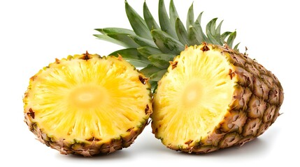A pineapple cut in half