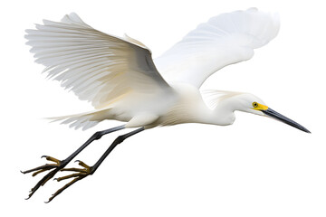 Fototapeta premium White Heron in Flight, Graceful Wings
