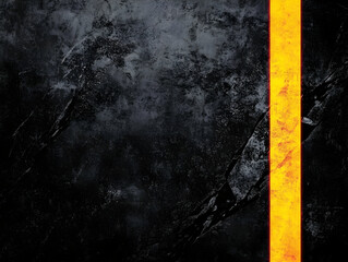 Abstract Dark Cracked Texture Background with Bright Yellow Vertical Line, Grunge Style Illustration