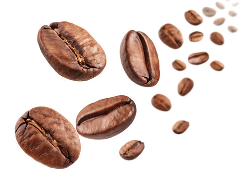Realistic Coffee Beans PNG Image &ndash; Isolated Roasted Coffee Seeds on Transparent Background