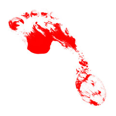 Crimson Footprint on Black Background Forensic Evidence Crime Scene Investigation Concept