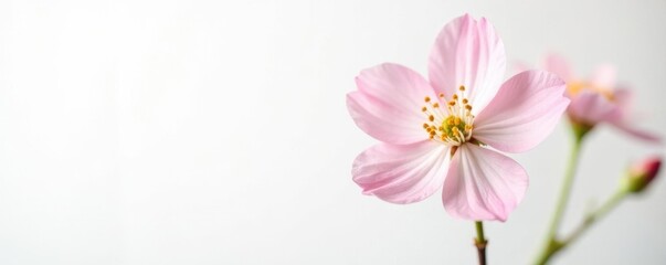 Obraz premium Delicate flower blooms on a plain white background, white, blossom, isolated