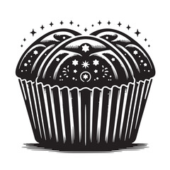 Black Color Muffin Tin Silhouette Vector Illustration, Solid White Background