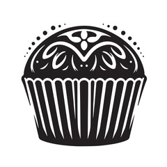 Black Color Muffin Tin Silhouette Vector Illustration, Solid White Background