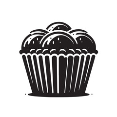 Black Color Muffin Tin Silhouette Vector Illustration, Solid White Background