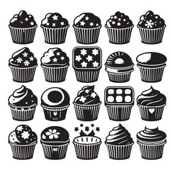 Black Color Muffin Tin Silhouette Vector Illustration, Solid White Background