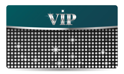 Silver VIP premium card with shiny design. Premium card for gym, spa, lounge, exclusive access. Vector illustration emerald green, transformative teal colors