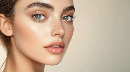 Fototapeta premium Minimalistic Beauty Portrait of a Woman with Flawless Skin