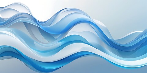 Elegant abstract background with flowing translucent blue wave shapes over a soft gradient, symbolizing motion, fluidity, harmony, and modern design perfect for visual projects
