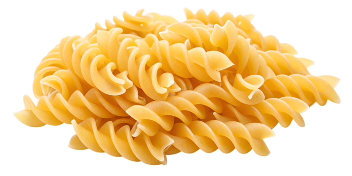Dry Fusilli Pasta PNG – Raw Spiral Noodles Isolated on White Background