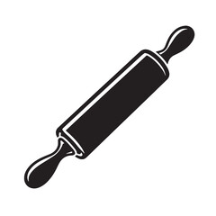 Black Color Rolling Pin Silhouette Vector Illustration, Solid White Background