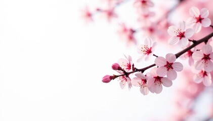 Fototapeta premium Delicate cherry blossom branches isolated on white background, white, tree